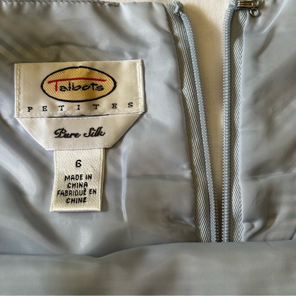 Talbots Silk Baby blue Gingham Sleeveless Shift fully lined mini Dress Sz 6 - Picture 6 of 12